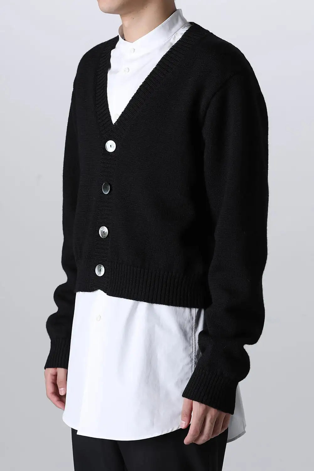 shetland wool cropped cardigan Black