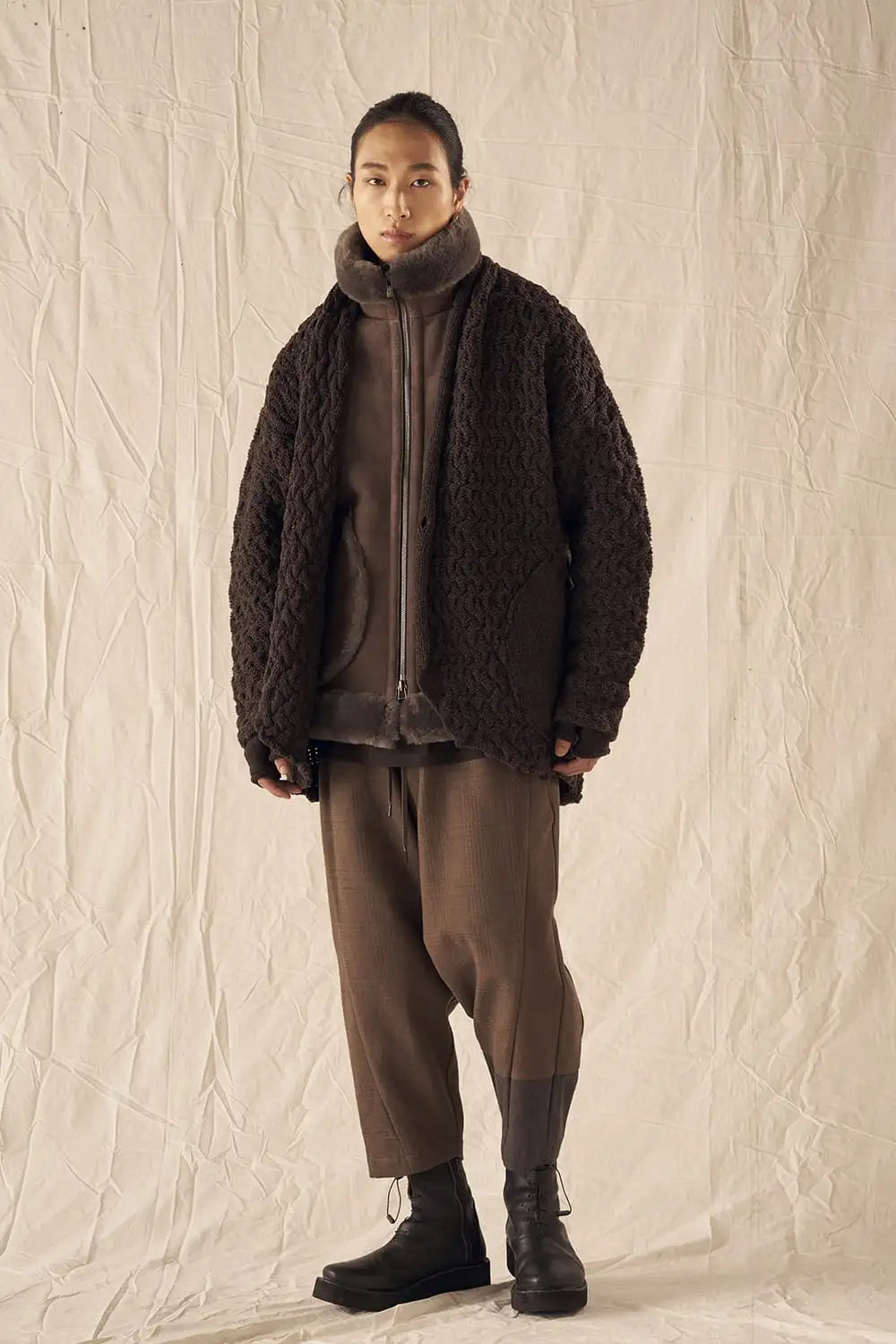 ハイネックベスト シープスキン ワームグレイ