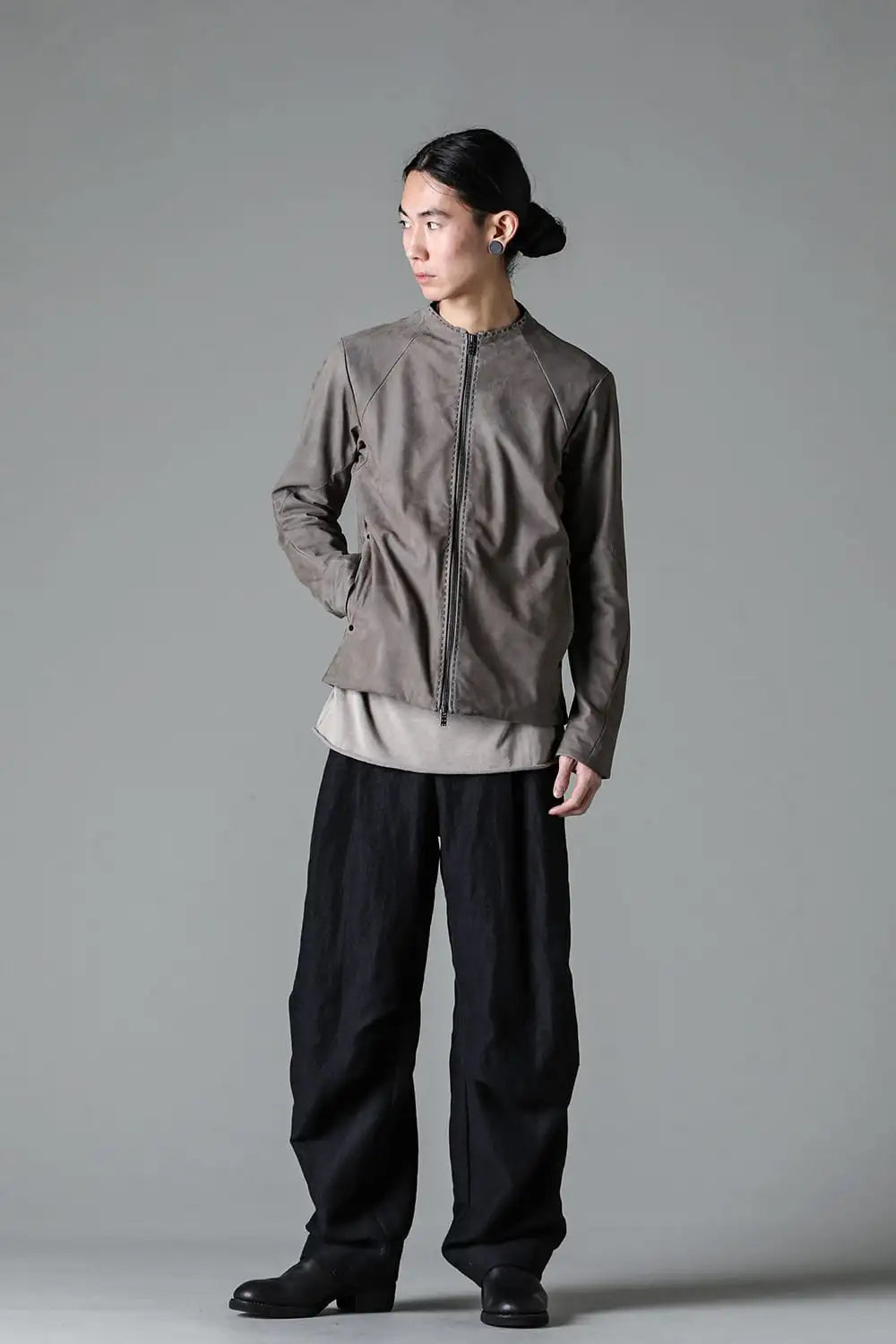 Jacket soft nubuck cow leather Slate Gray
