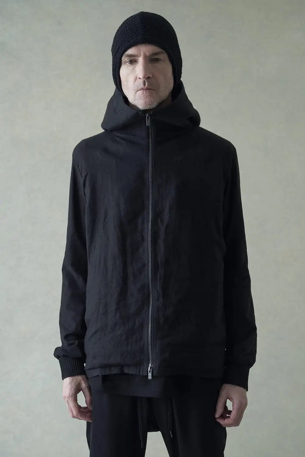 Hooded jacket soft nubuck cow leather