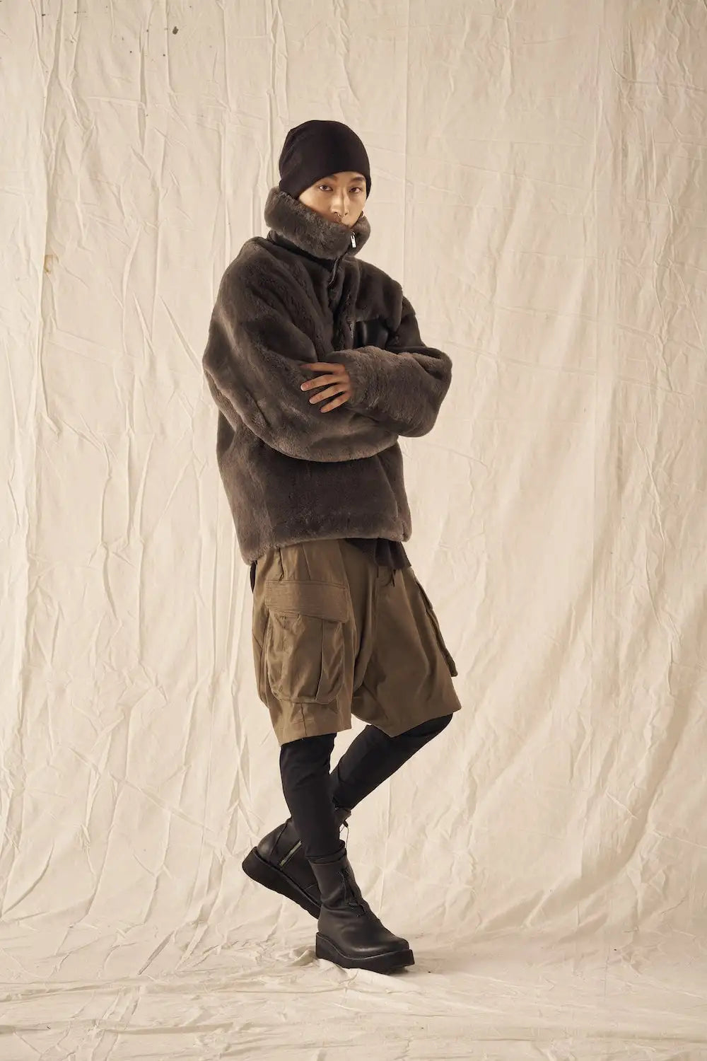 FASCINATE_THE R Limited Mouton Jacket Gray