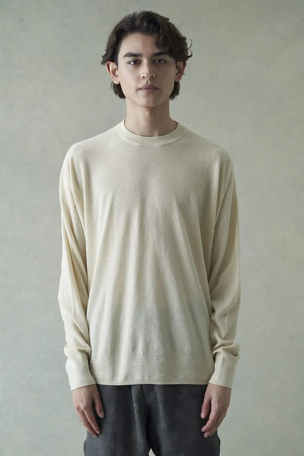 プルオーバーニット コットンリネンシルク Ecru