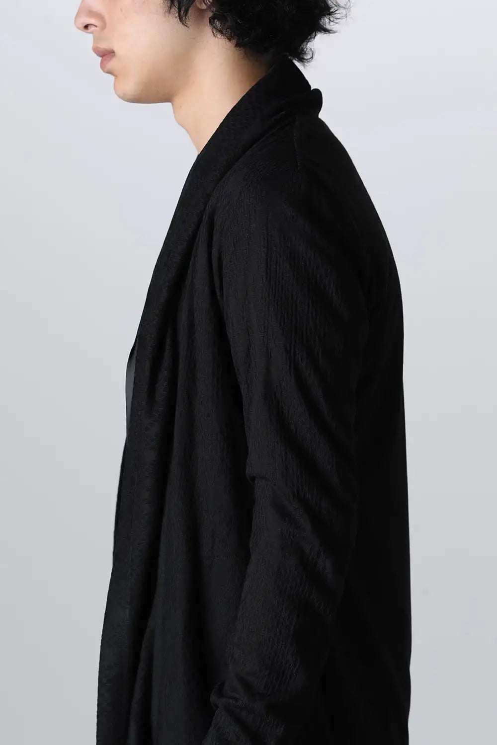 Layered Shawl Cardigan Black&Black