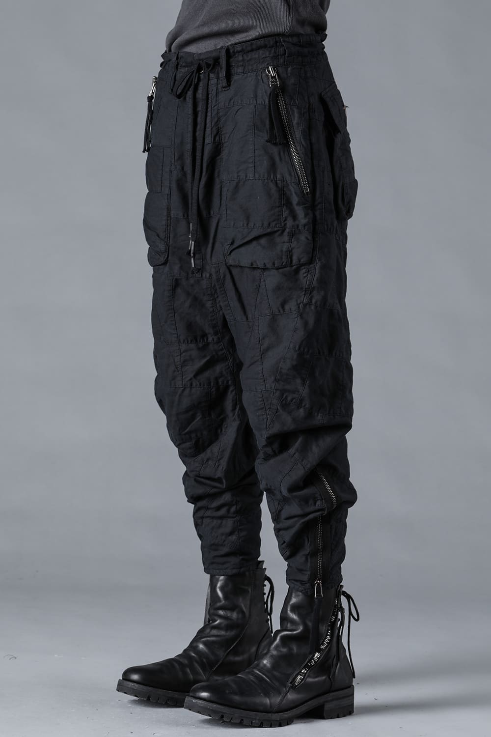 Patchwork Zip Adjustable Tapered Cropped Pants