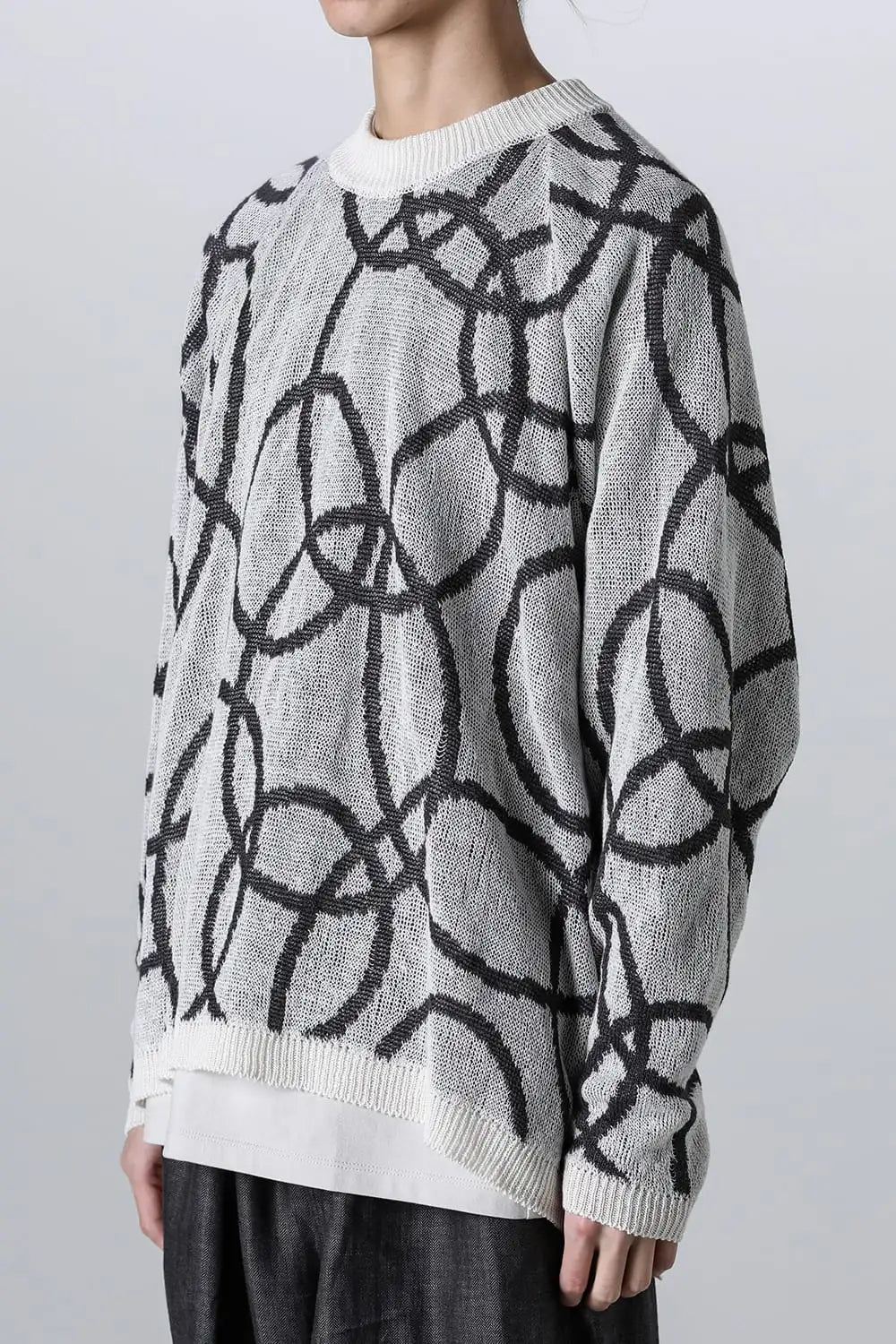 KNITTED CREW NECK Hemp yarn 7gg OFF WHITE