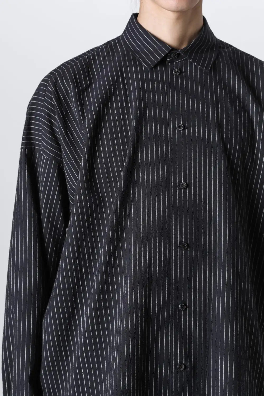 シャツ#100 コットンシーチング ブラックストライプ
