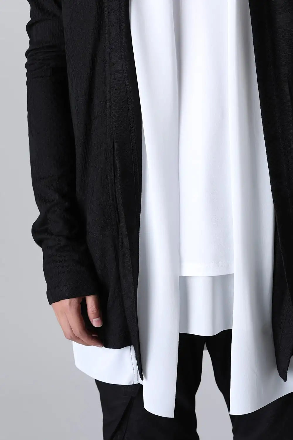 Layered Shawl Cardigan Black＆White