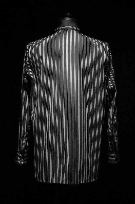 GalaabenD  16S Dobby Regimental Stripe Shirt (Stand Collar) BLACK