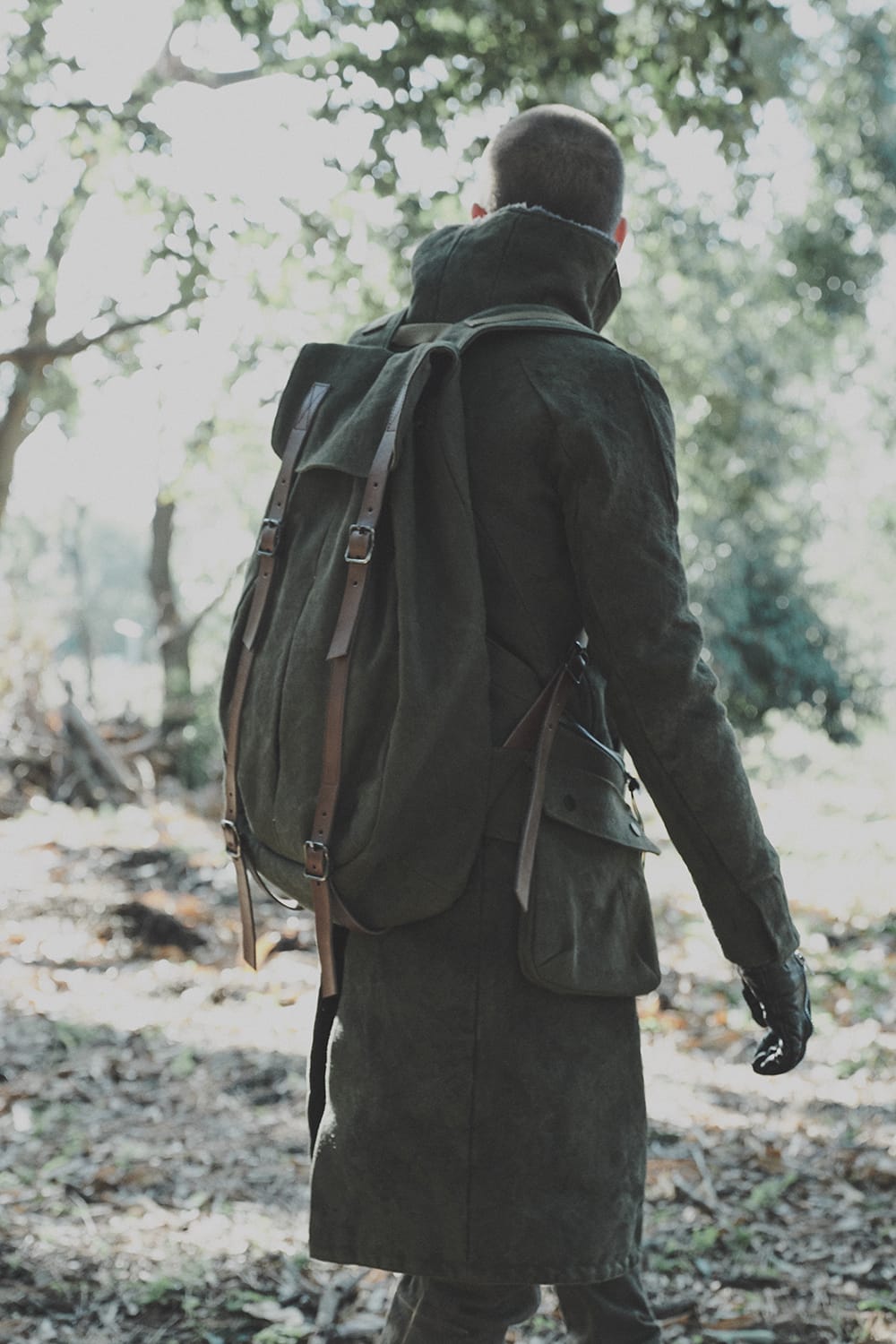 Jute Cotton Military twill High neck coat Khaki