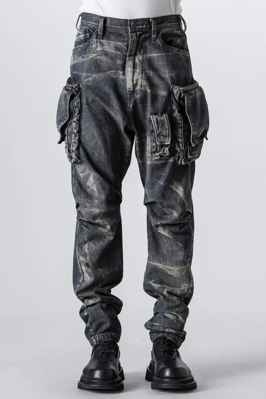 10oz Bleached Denim Wash Cargo Pants Indigo