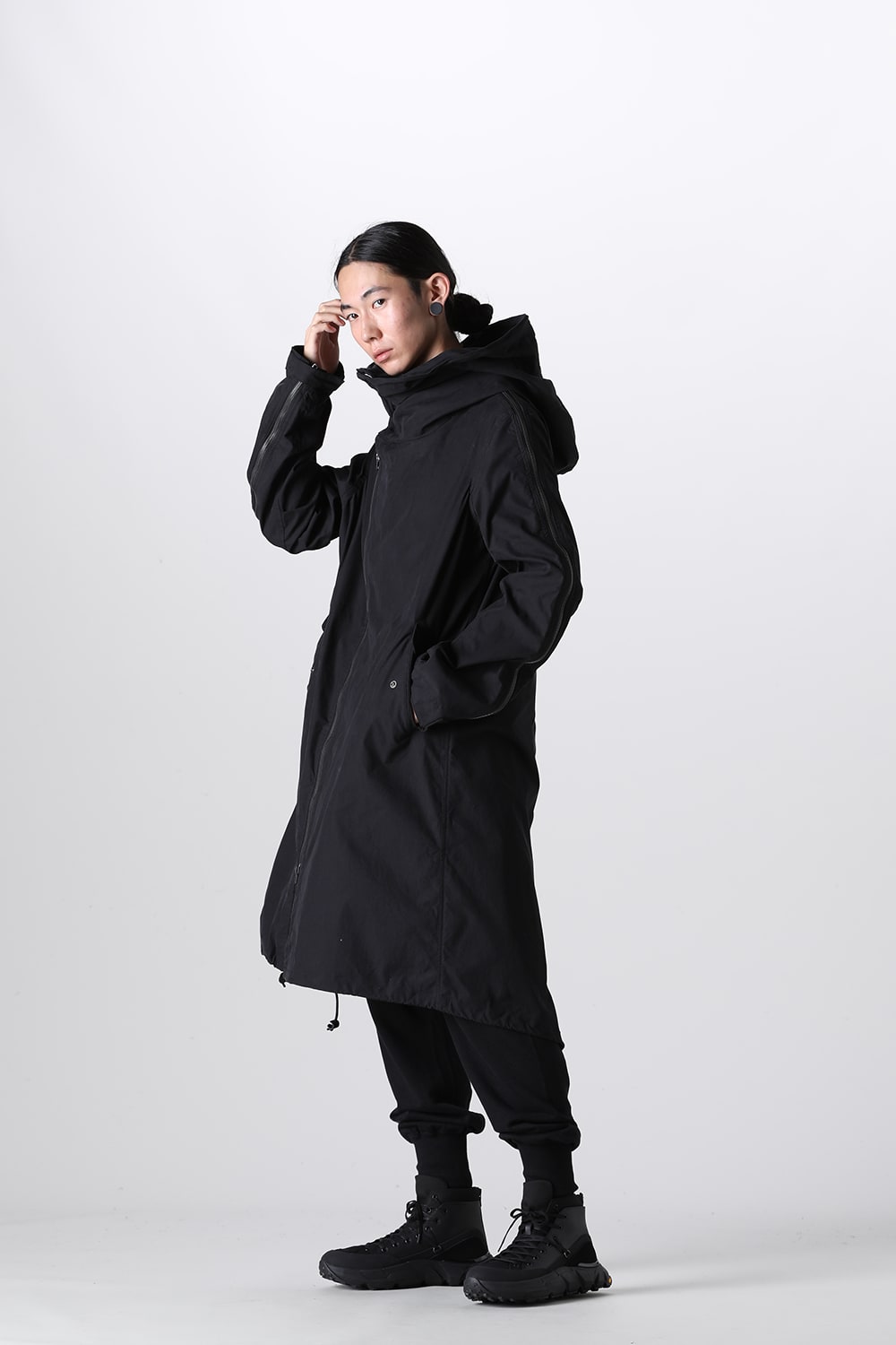 Multi Zip Military Hoodie Coat - Without Patches Black