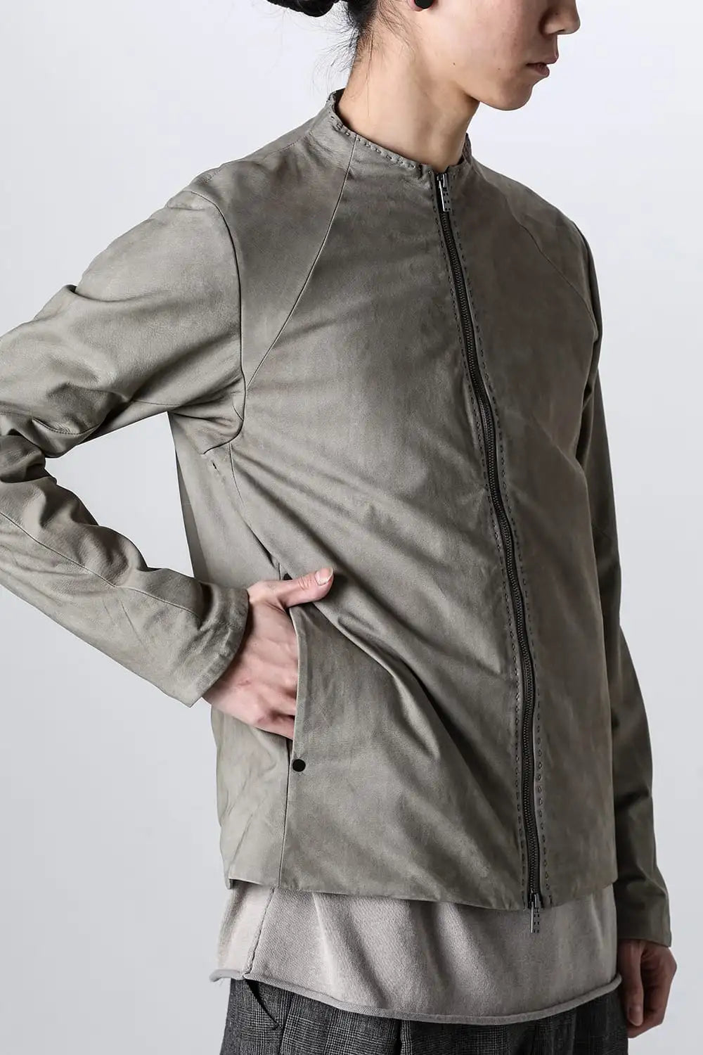 Jacket soft nubuck cow leather Sand Gray