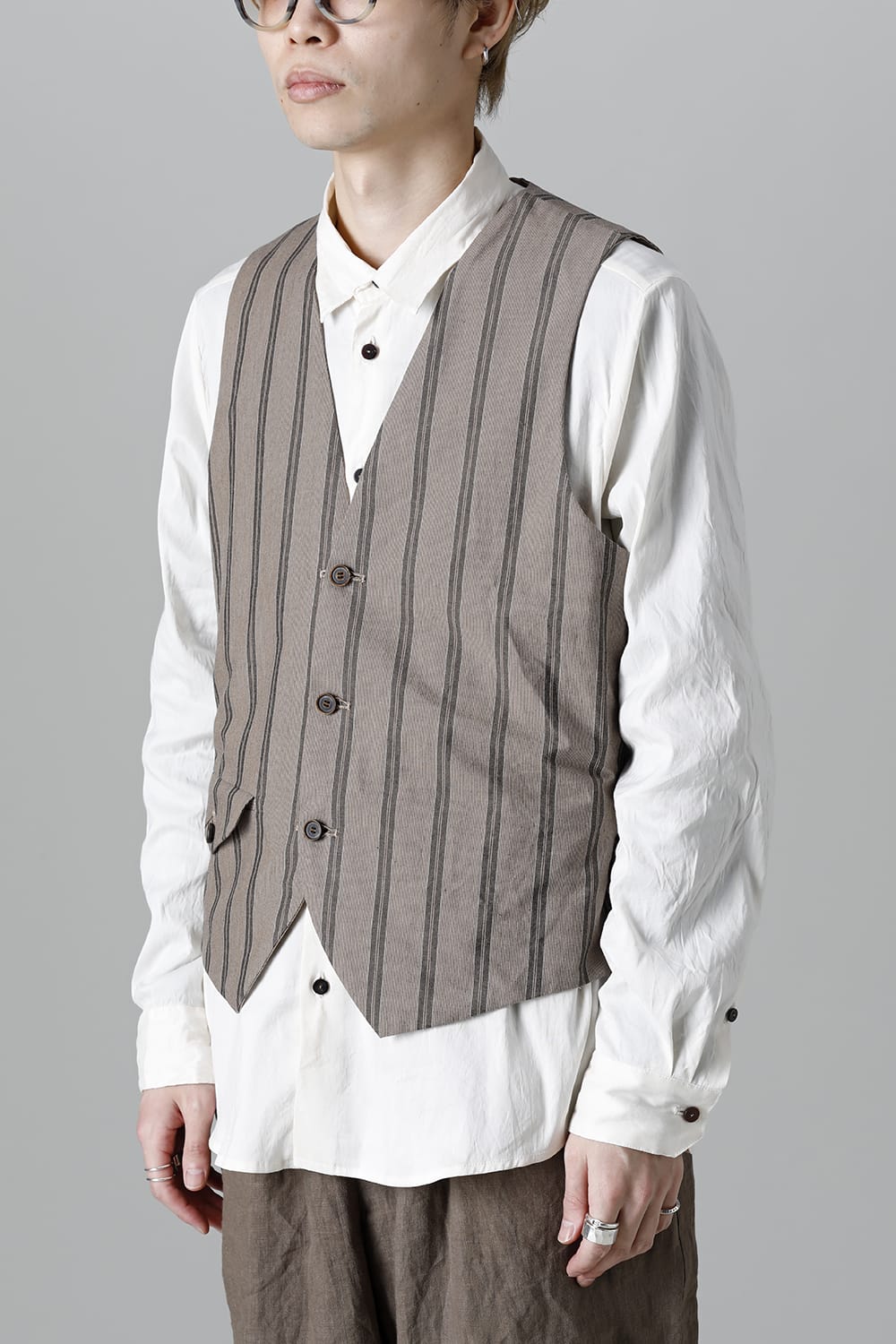 リバーシブル ジレ ストライプ