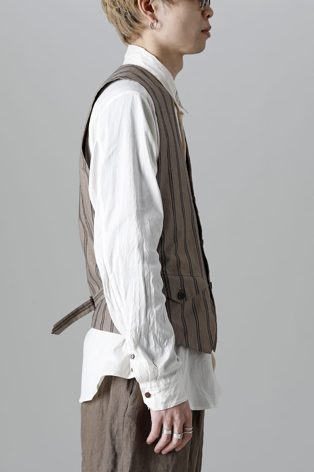 リバーシブル ジレ ストライプ