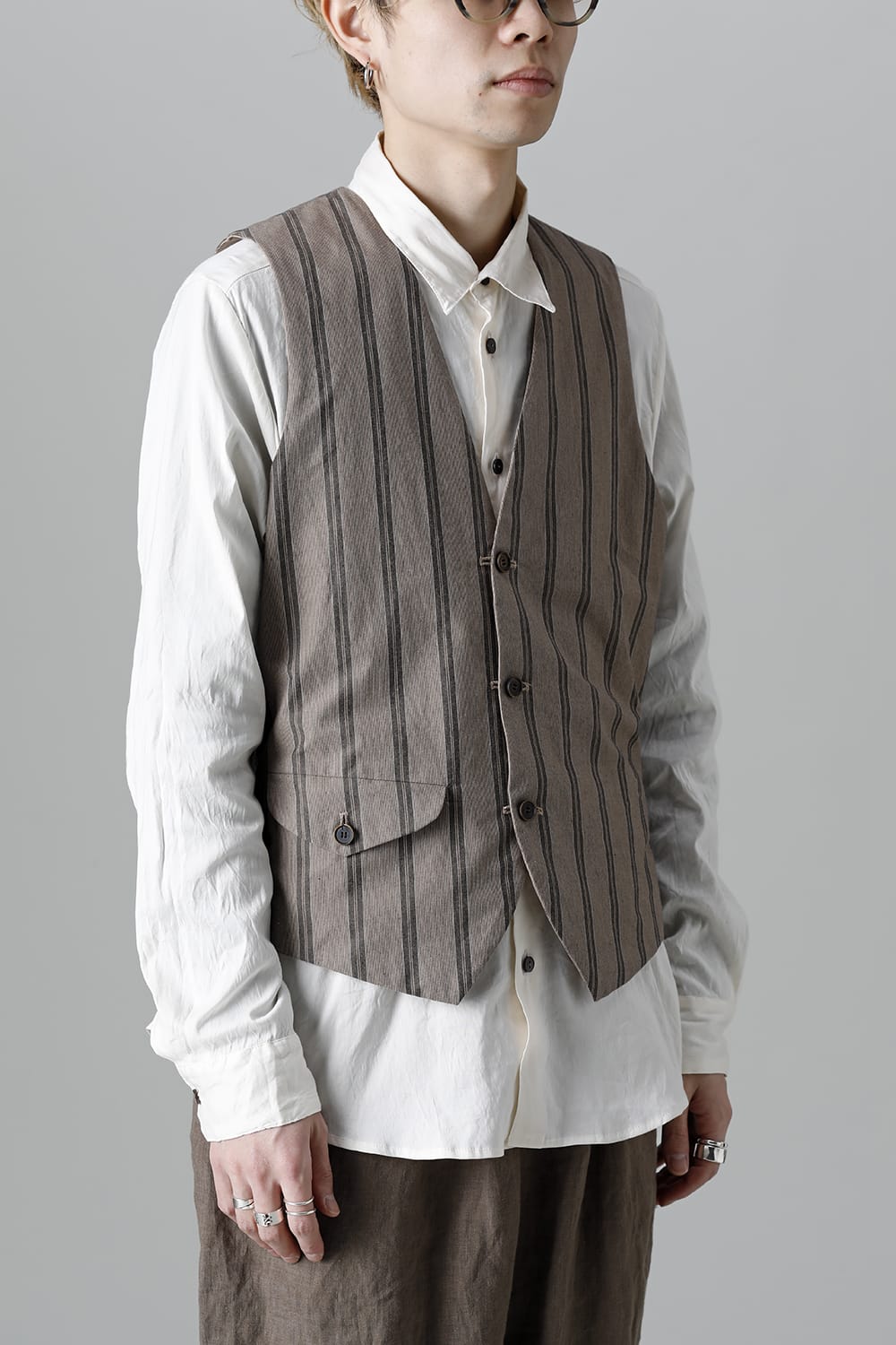 リバーシブル ジレ ストライプ