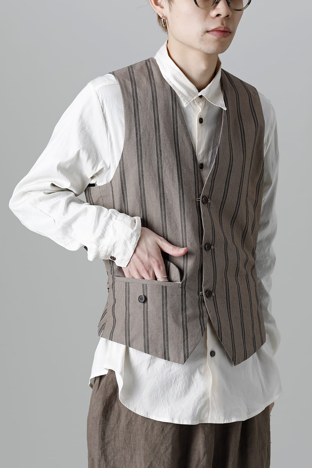 リバーシブル ジレ ストライプ