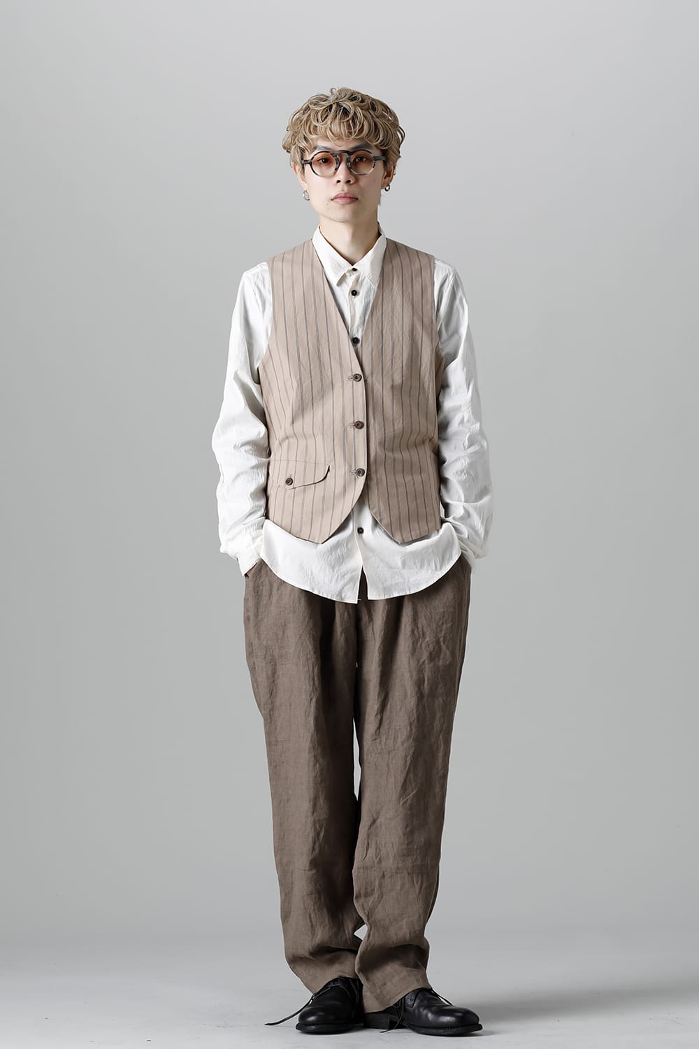 リバーシブル ジレ ストライプ