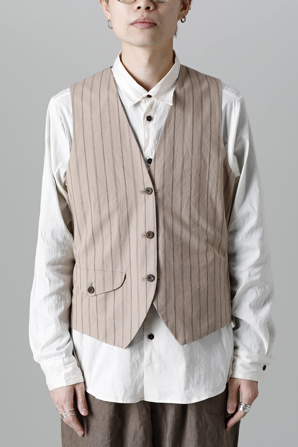 リバーシブル ジレ ストライプ