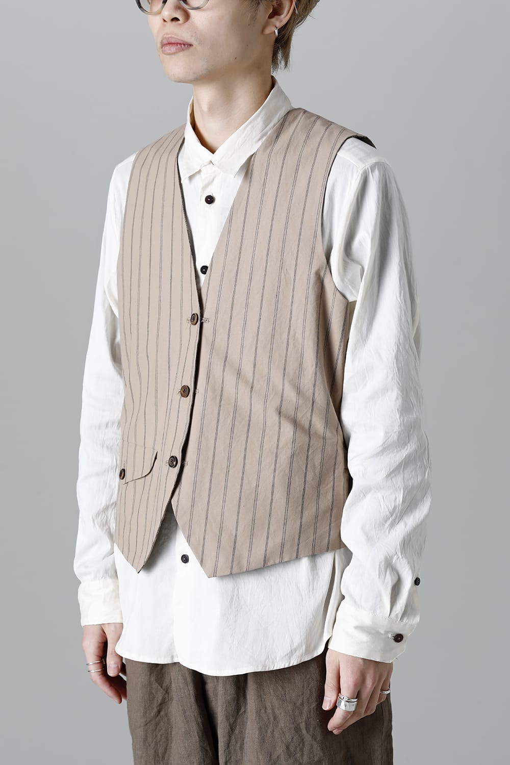 リバーシブル ジレ ストライプ