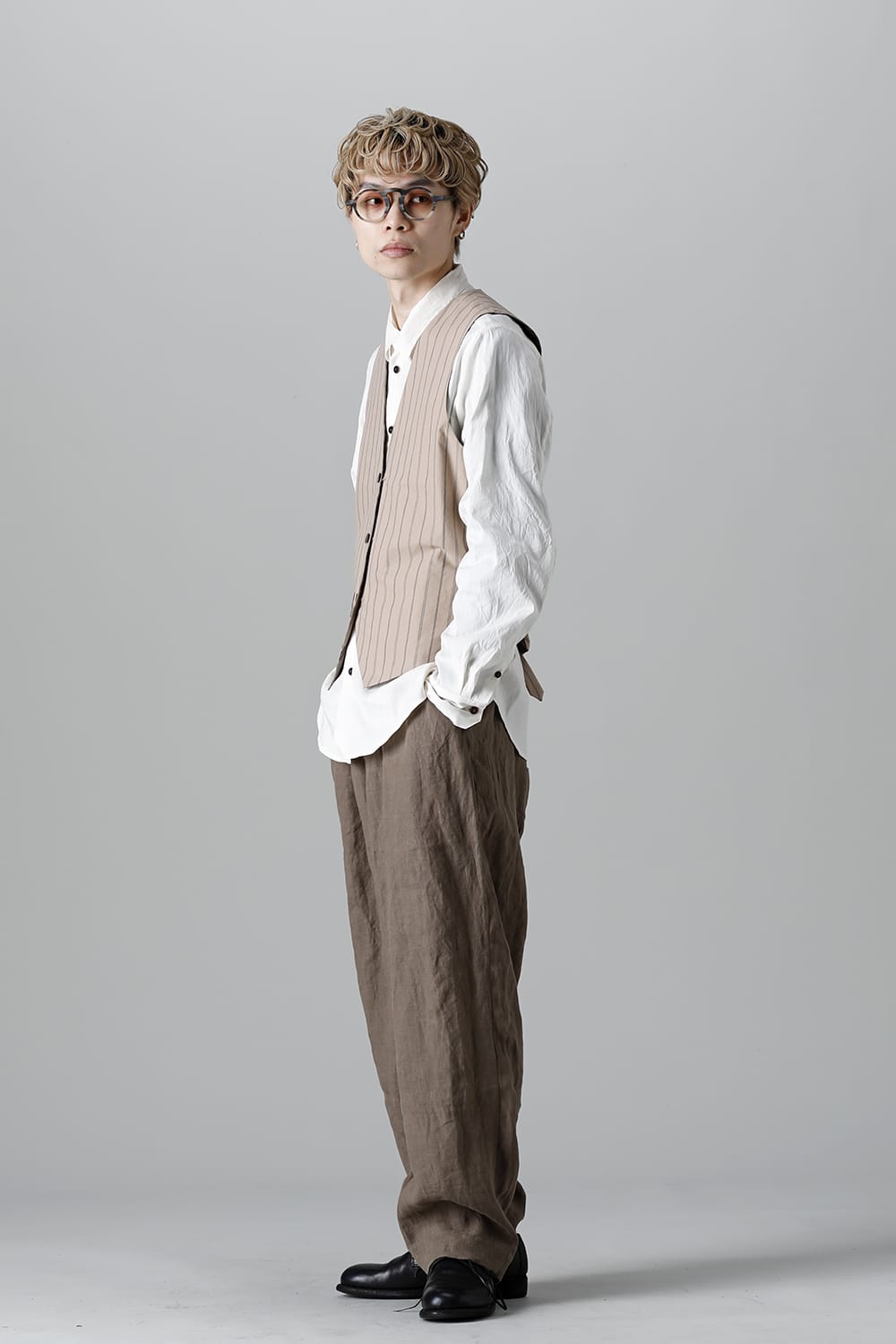 リバーシブル ジレ ストライプ