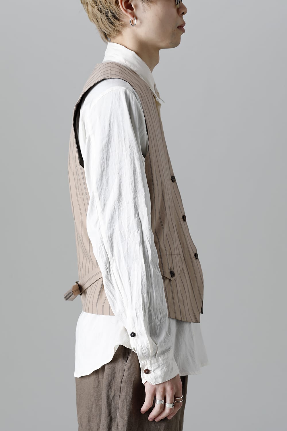 リバーシブル ジレ ストライプ