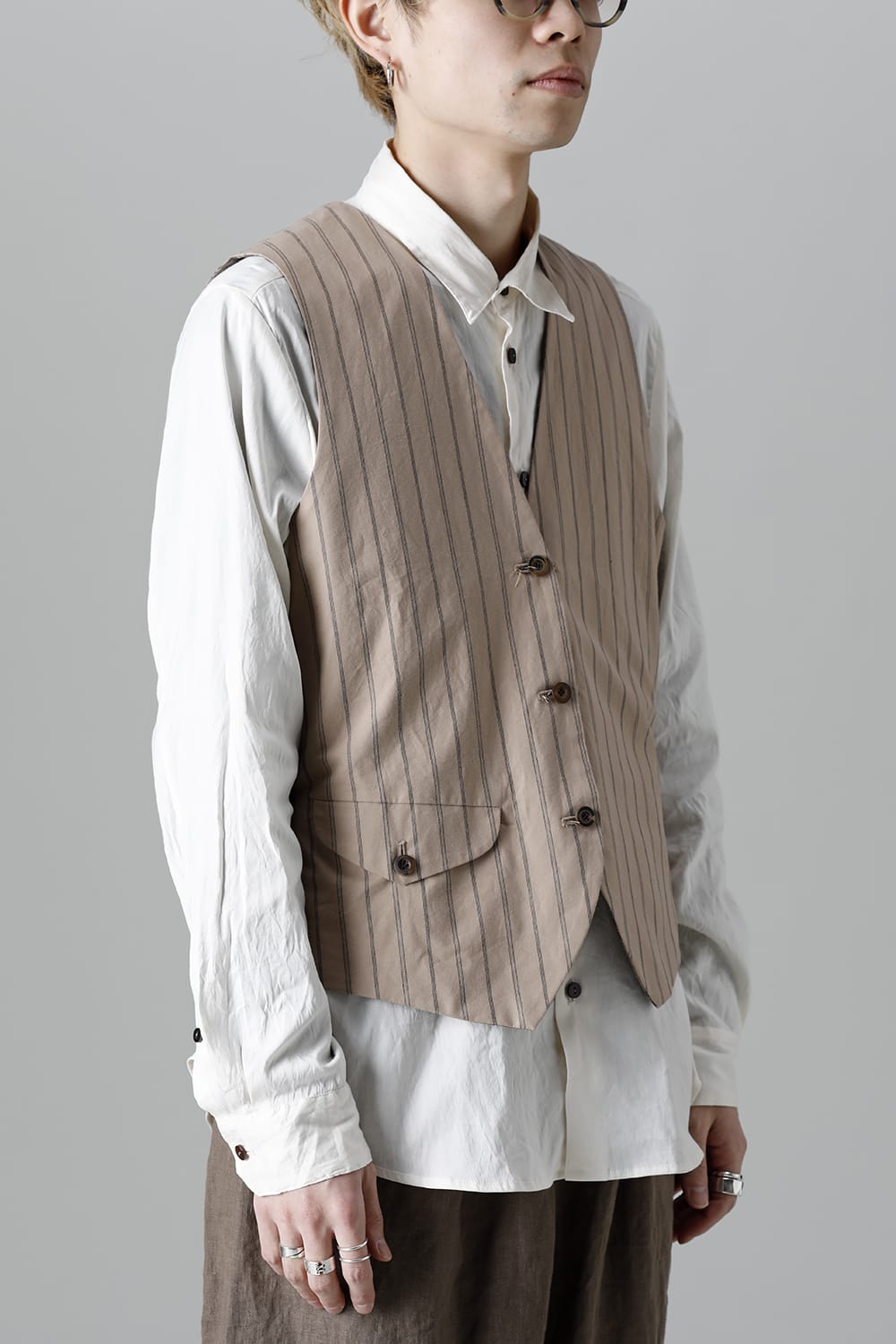 リバーシブル ジレ ストライプ