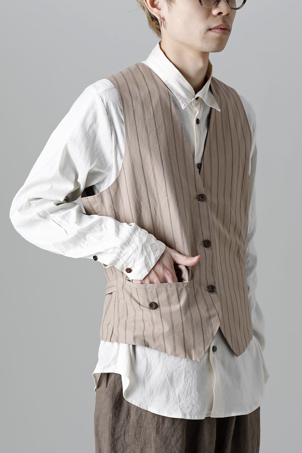 リバーシブル ジレ ストライプ