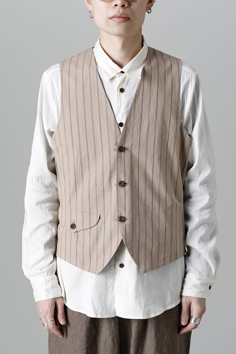 リバーシブル ジレ ストライプ