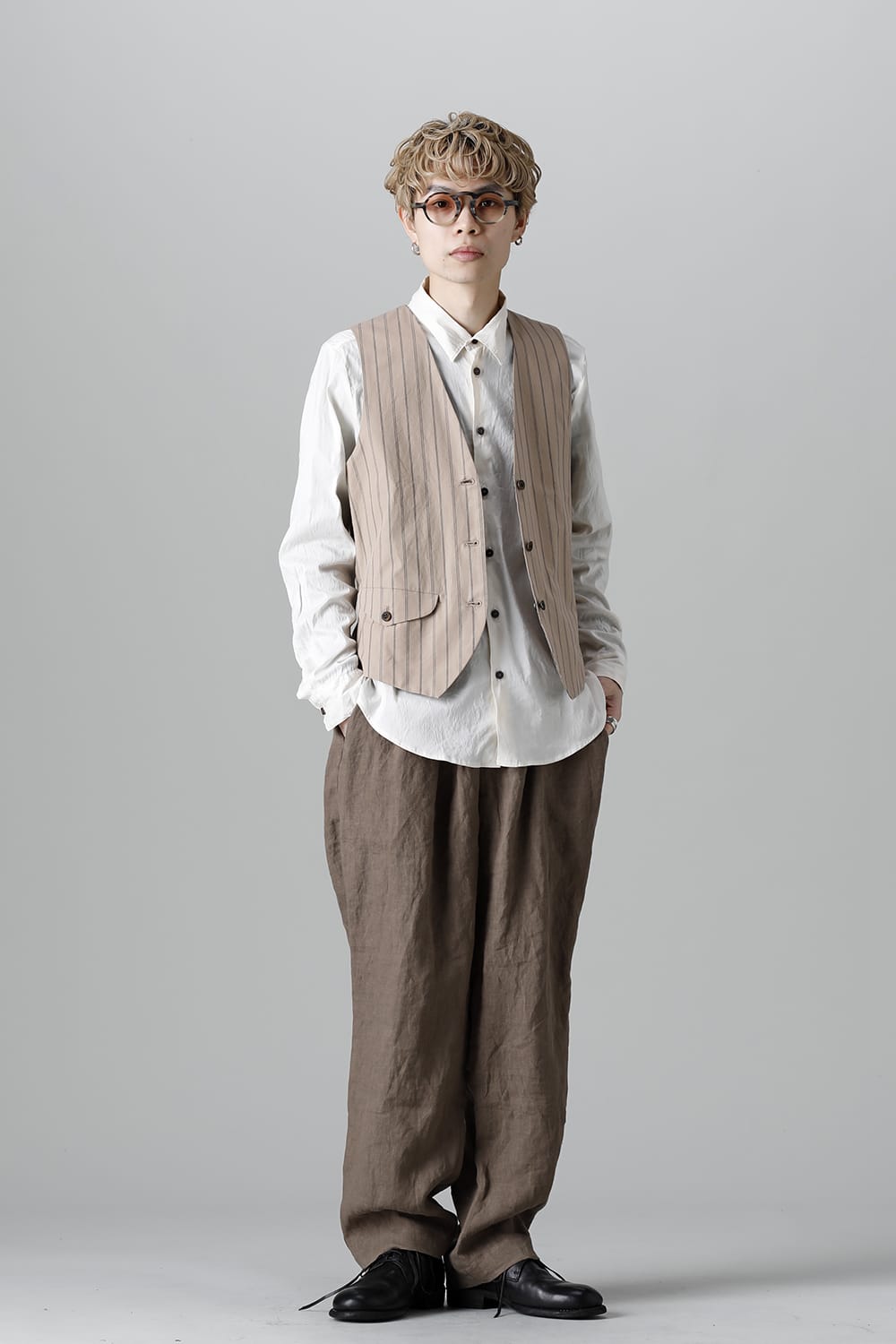 リバーシブル ジレ ストライプ