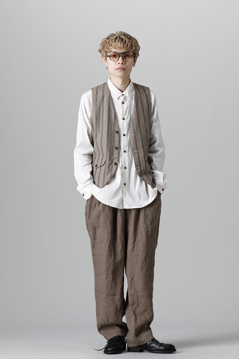 リバーシブル ジレ ストライプ