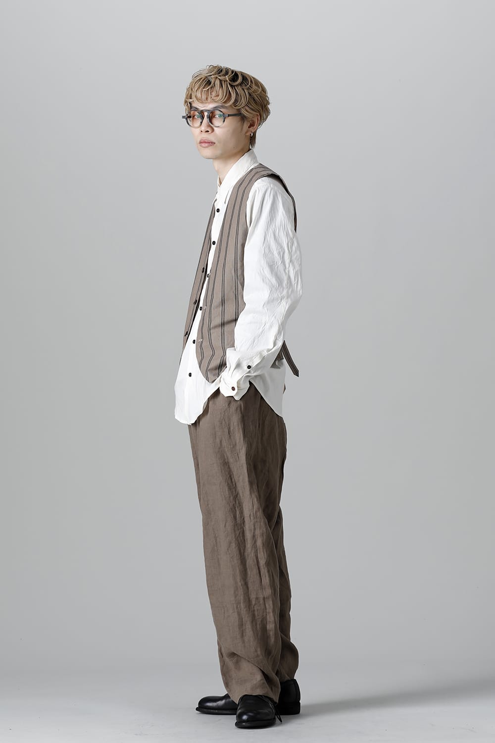 リバーシブル ジレ ストライプ