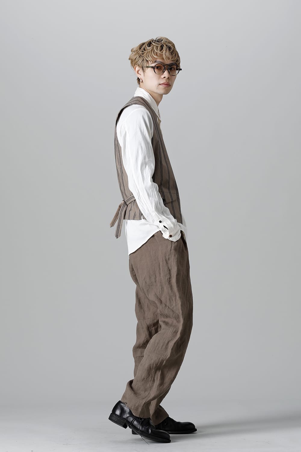 リバーシブル ジレ ストライプ