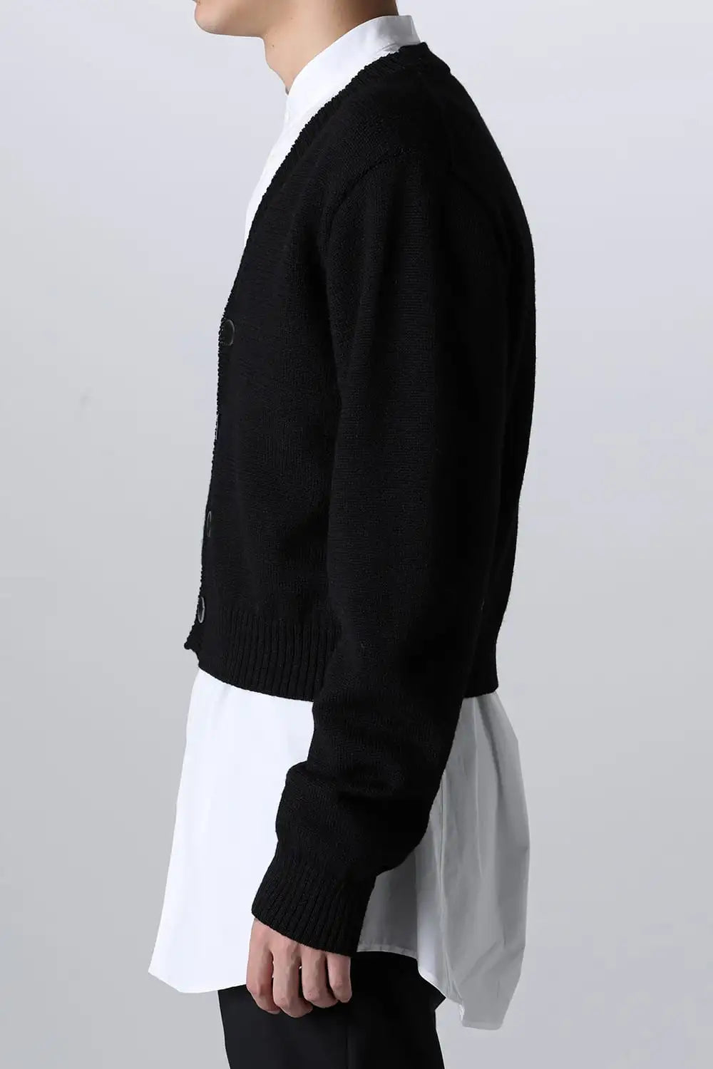 shetland wool cropped cardigan Black