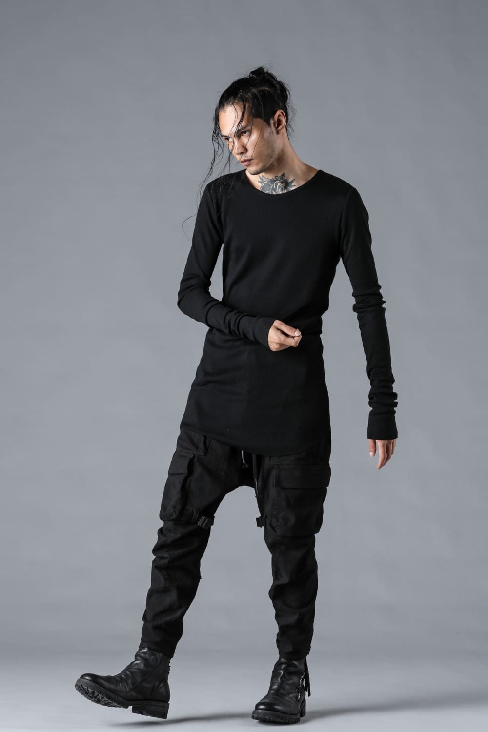 Modal x Cotton Ribbed Terry Robe Sleeve T-Shirt