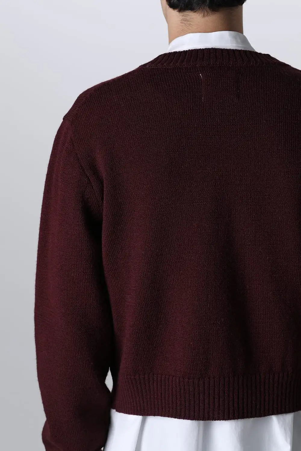 shetland wool cropped cardigan Bordeaux