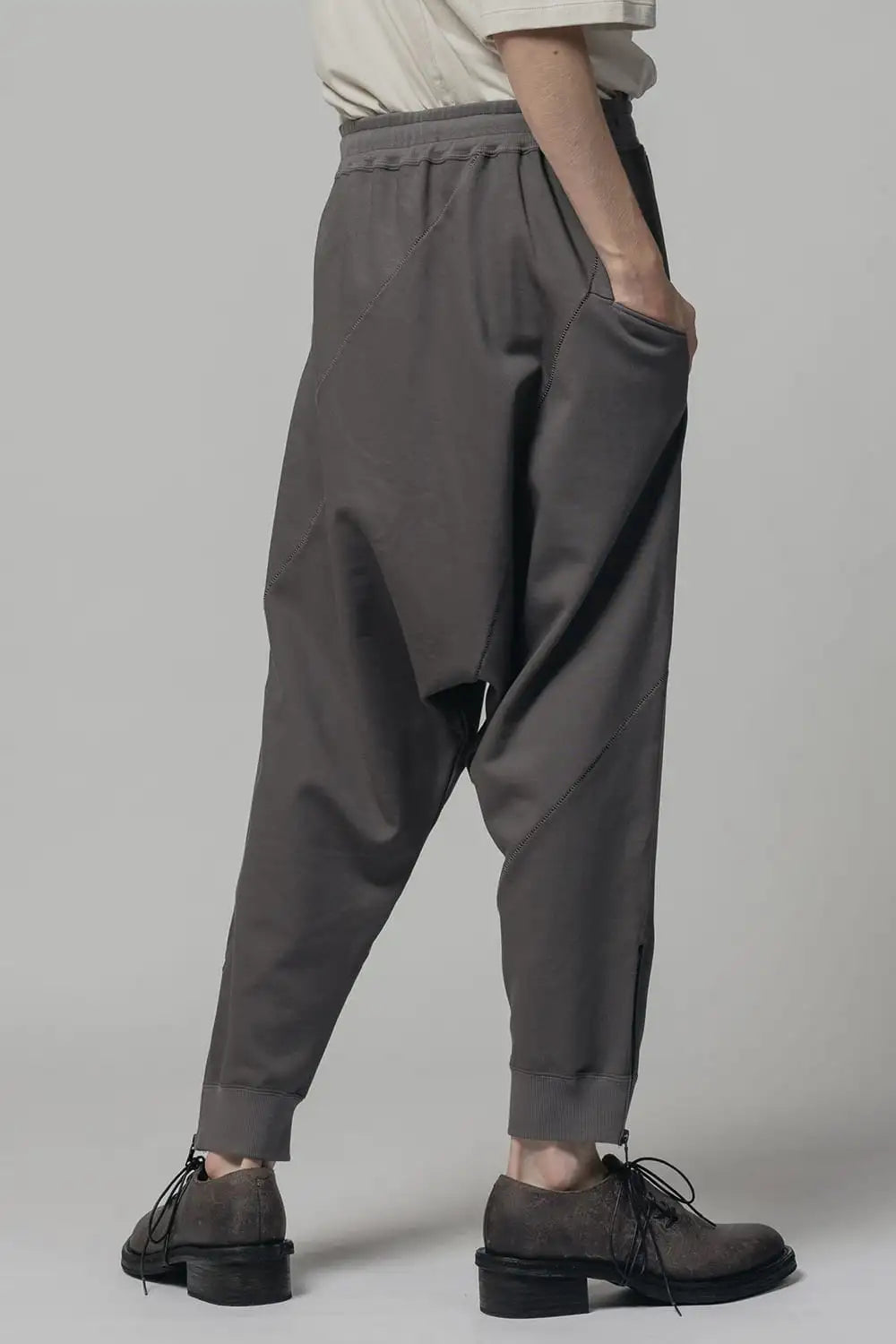 Sweat Drop-Crotch Pants  Gray