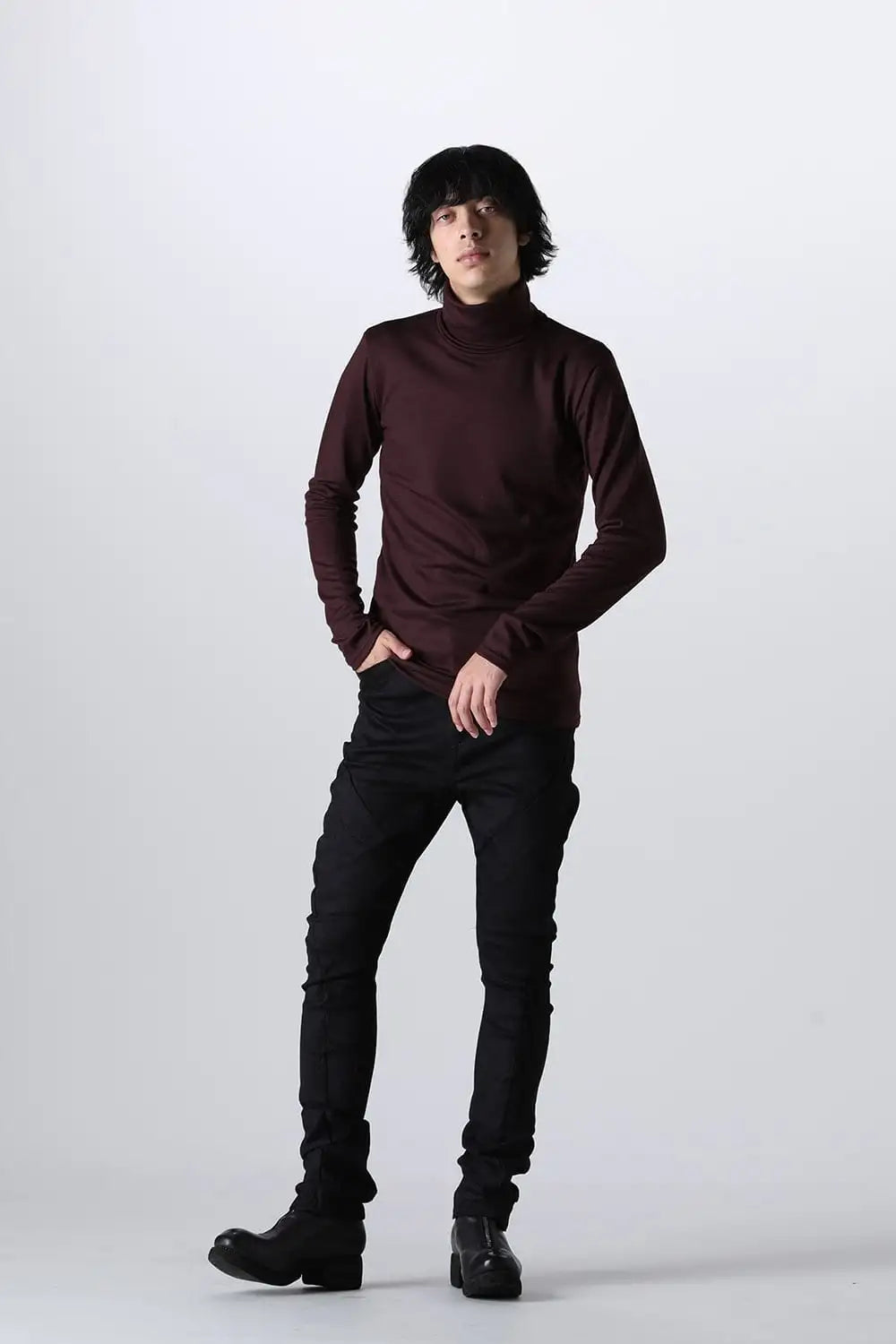 Washable Wool Turtle Neck Bordeaux