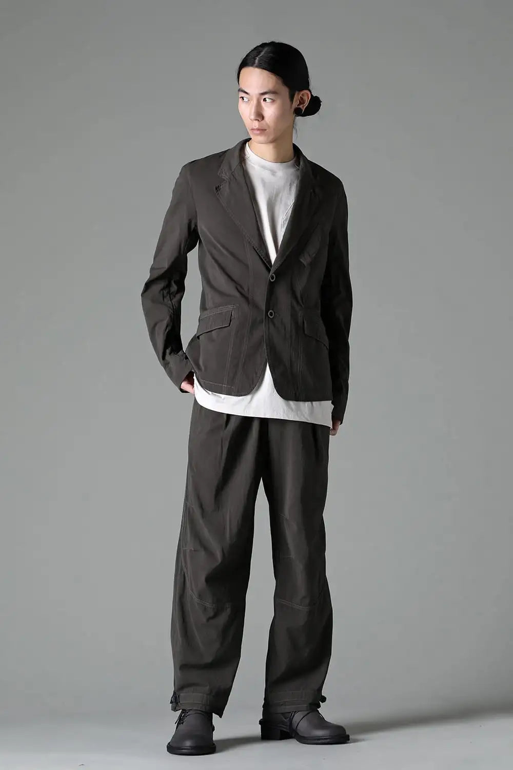 Dry Cotton Wide Trousers  Olive Drab