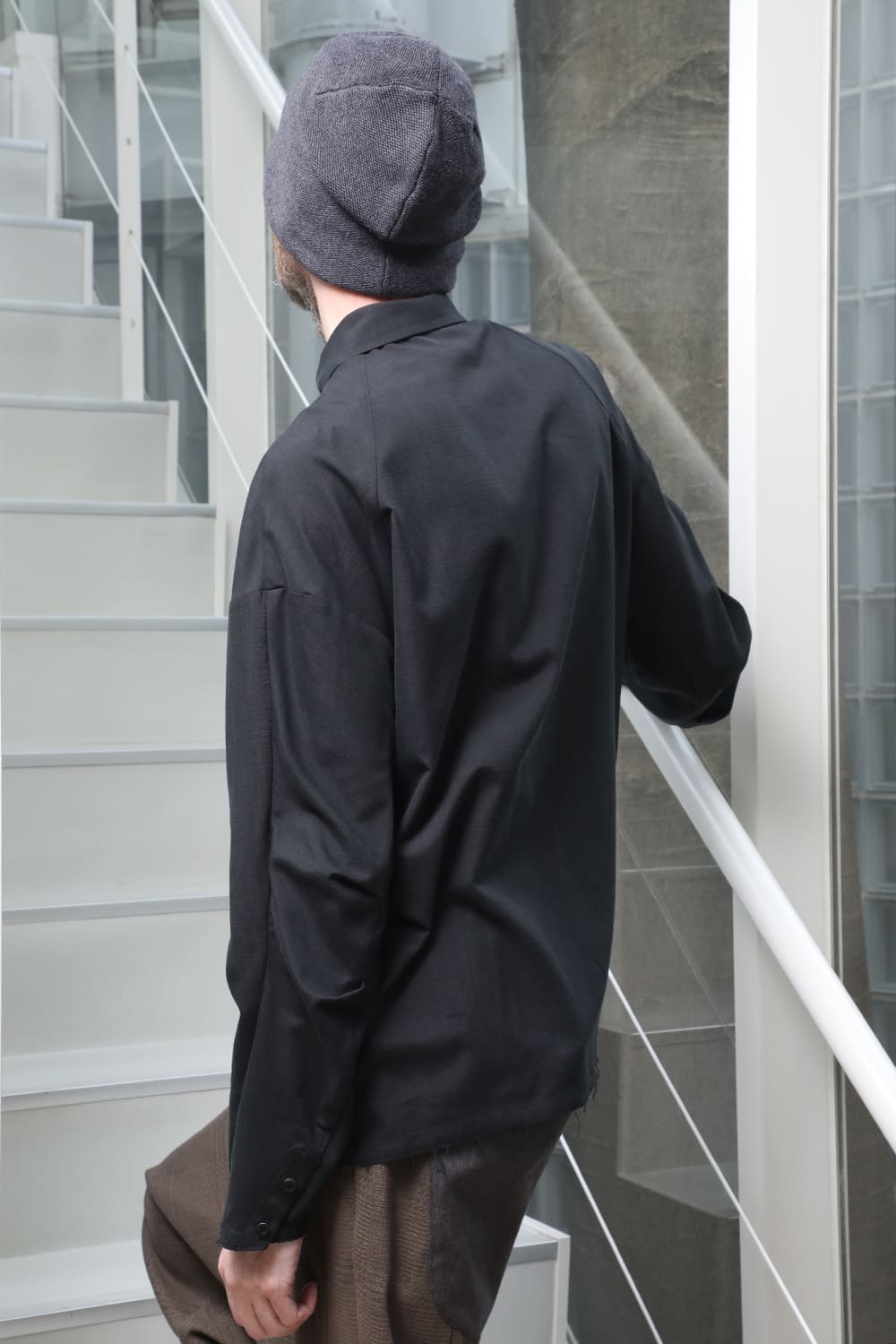 シャツ ルーズフィット サンドブラスト シルク コットン