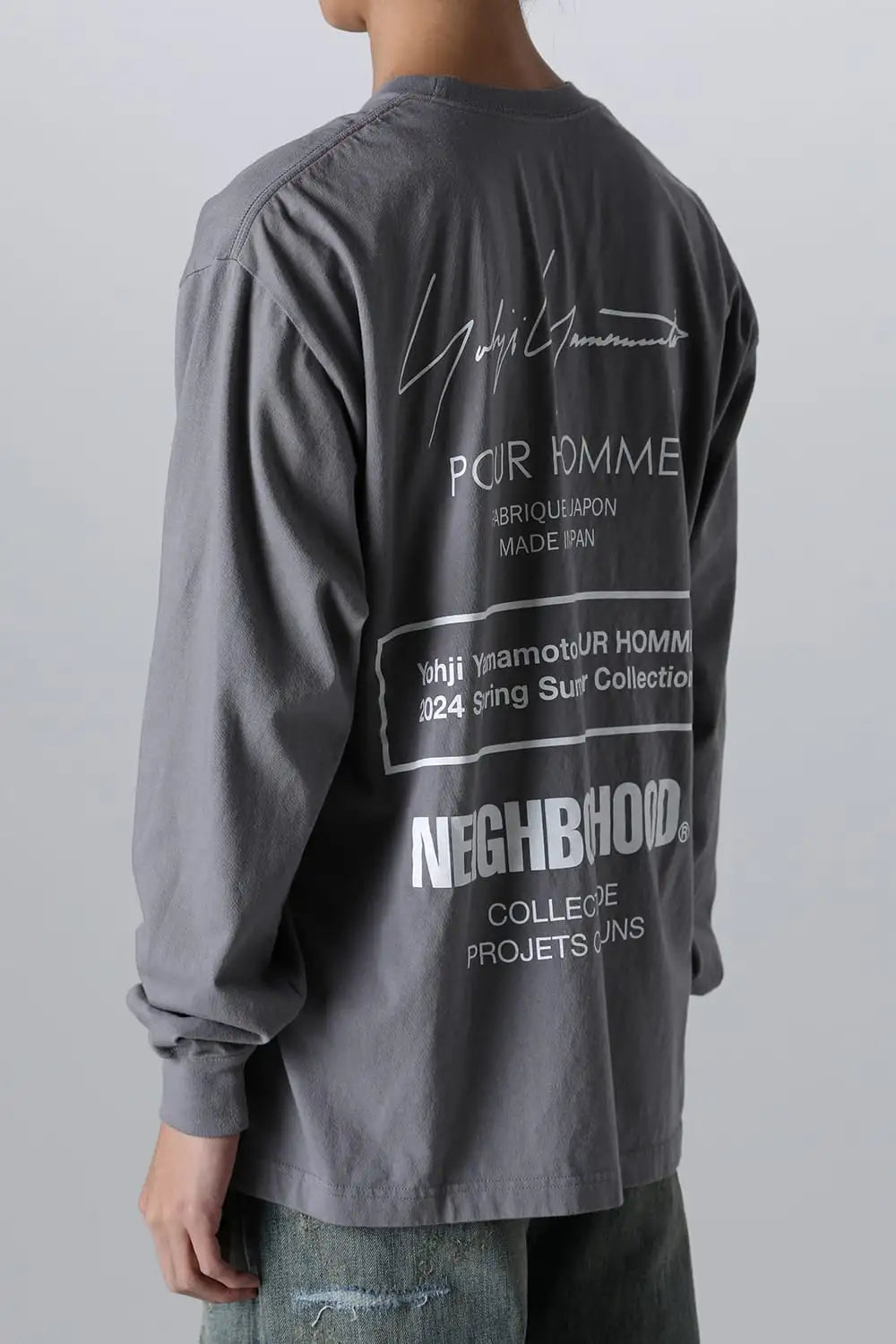 NEIGHBORHOOD × Yohji Yamamoto Print Long Sleeve T-Shirt Gray