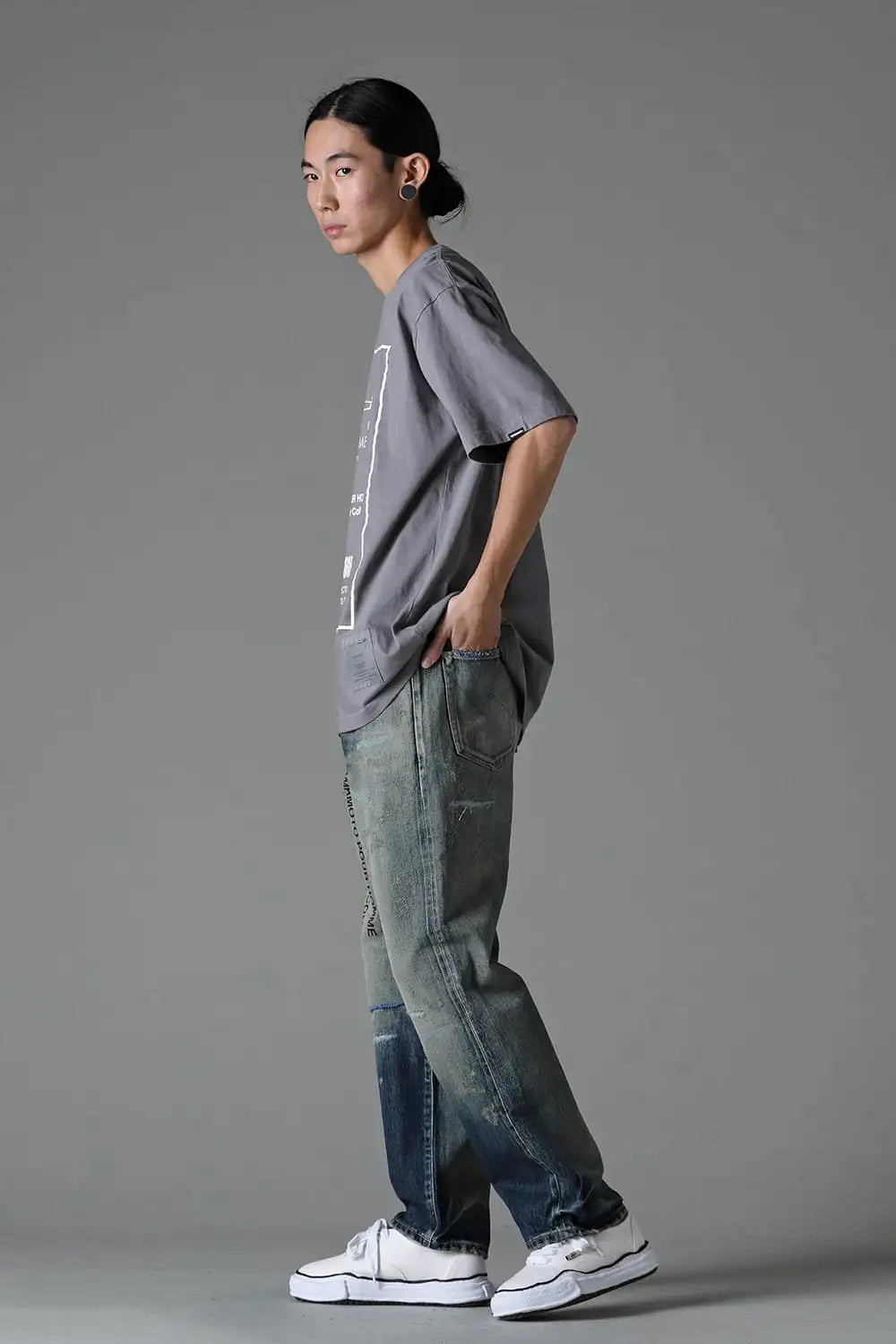 NEIGHBORHOOD x Yohji Yamamoto Print Short Sleeve T-Shirt Gray