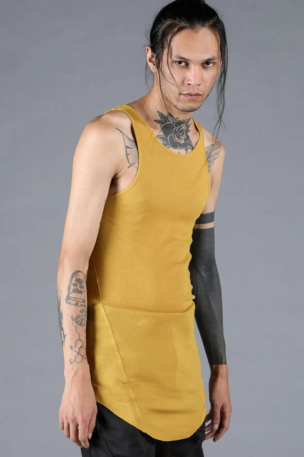 Cotton x Rayon Ribbed Tank Top Mustard