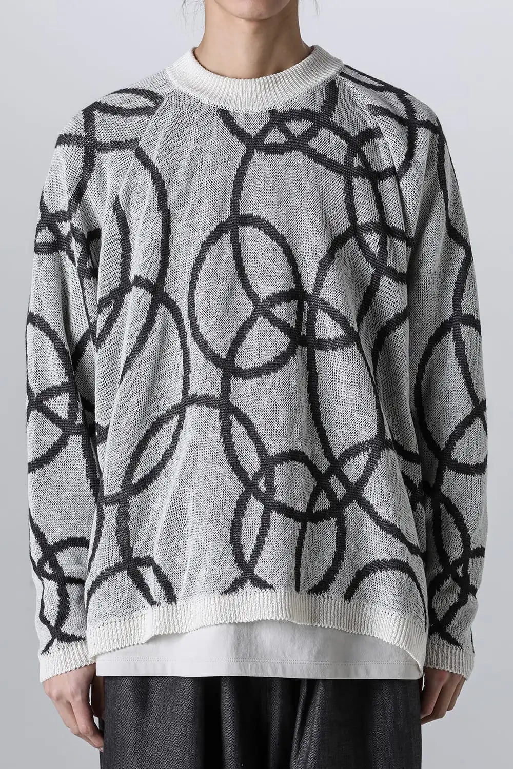 KNITTED CREW NECK Hemp yarn 7gg OFF WHITE