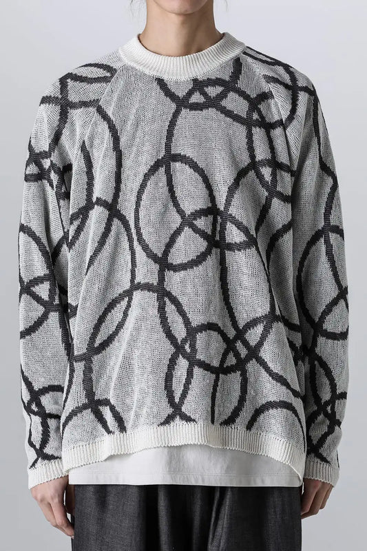 KNITTED CREW NECK Hemp yarn 7gg OFF WHITE