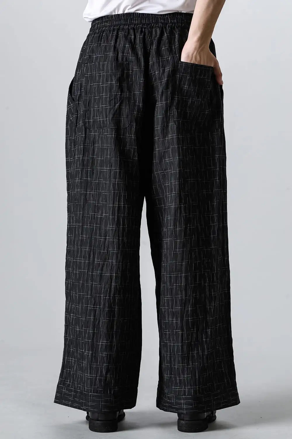 WIDE PANTS Fine Kasuri Shirting BLACK