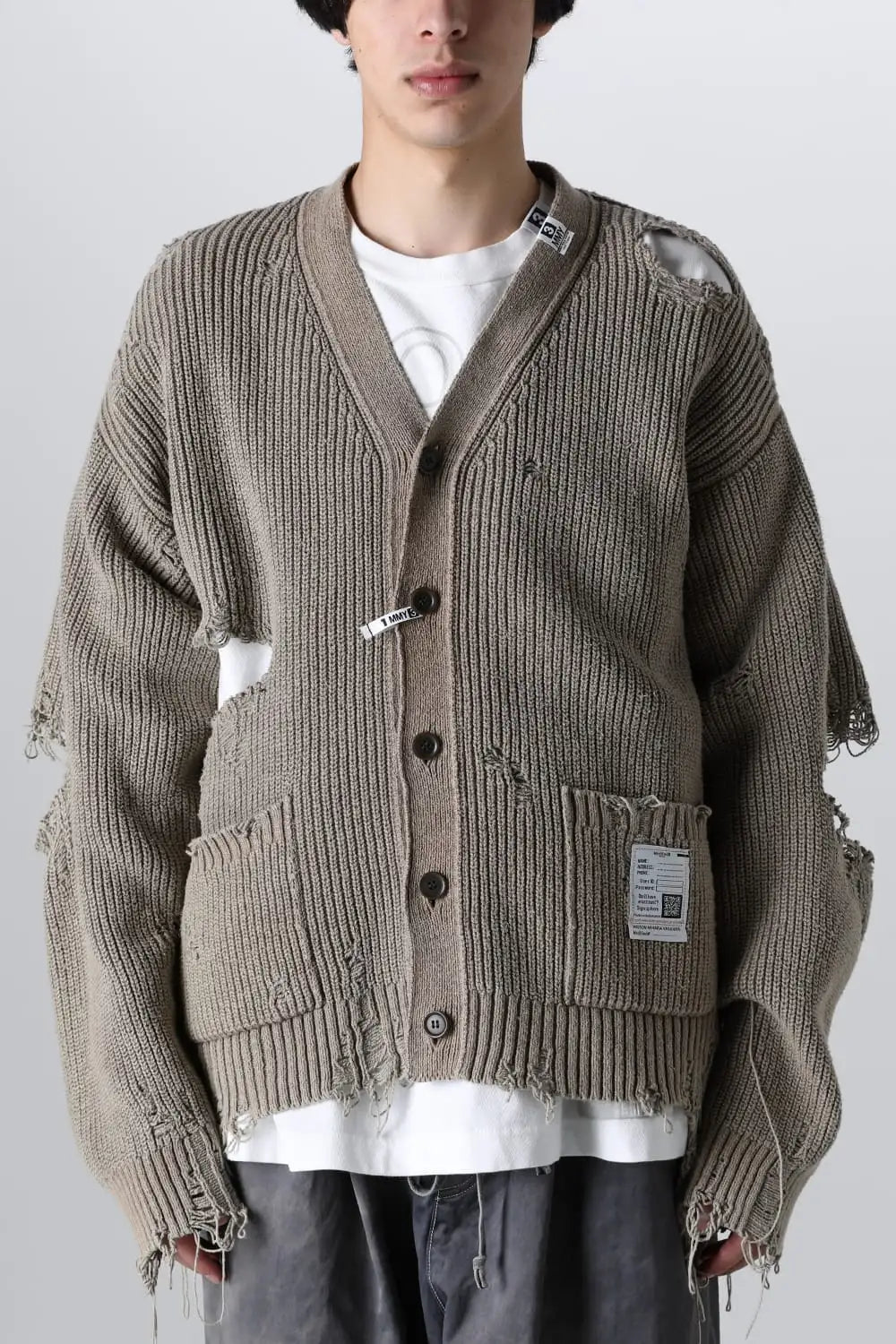 Bleached Knit Cardigan Khaki