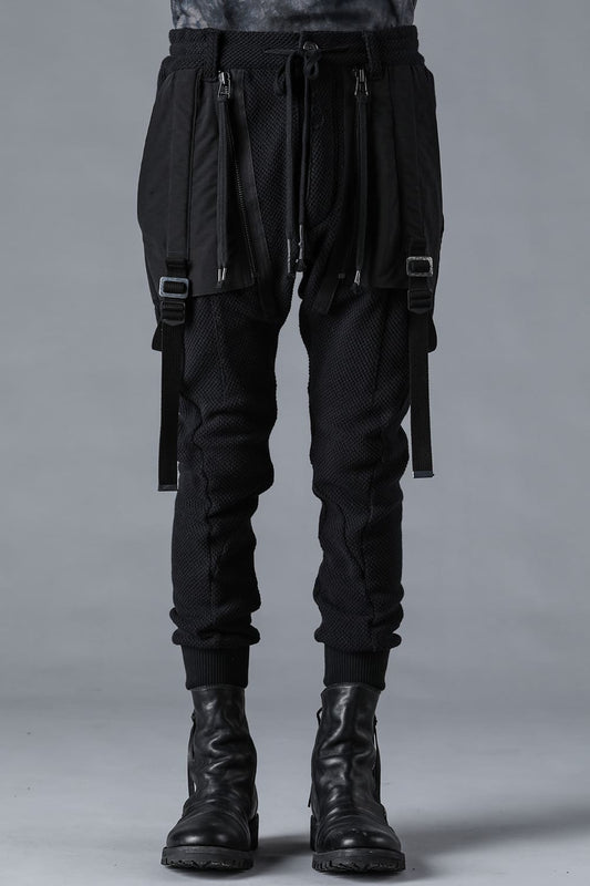 Honeycomb Cotton Jersey Suspender Drop-Crotch Jogger Pants