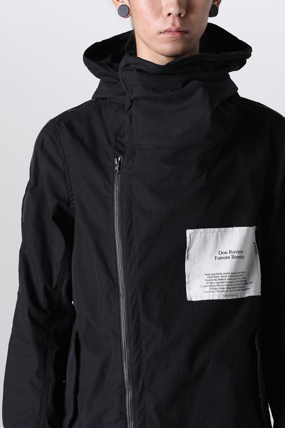 Multi Zip Military Hoodie Coat w/Printed Patches