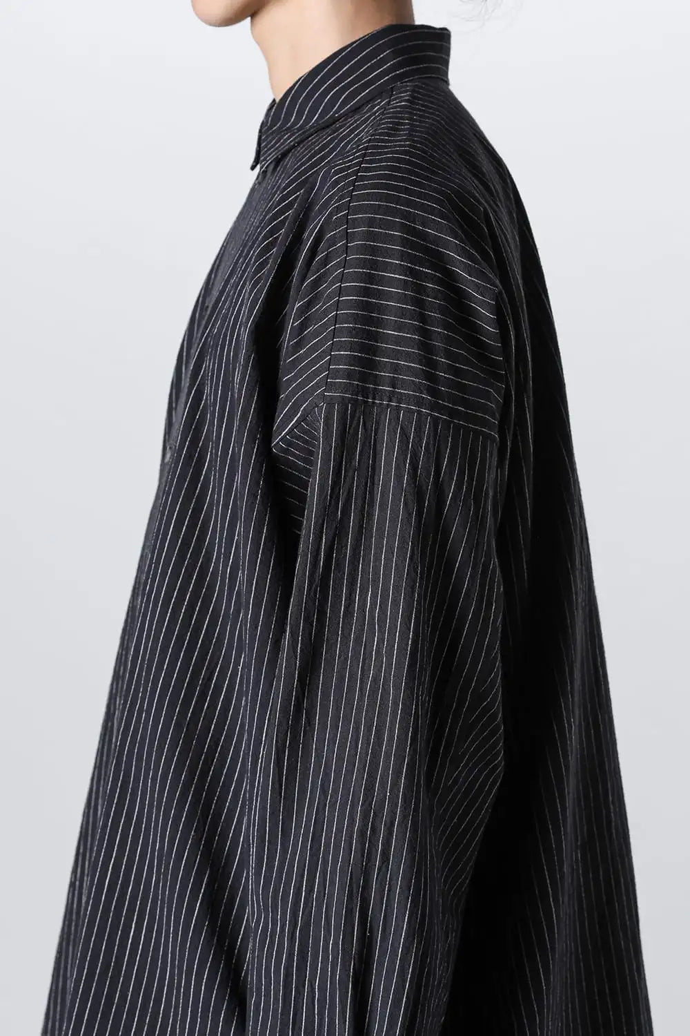 シャツ#100 コットンシーチング ブラックストライプ