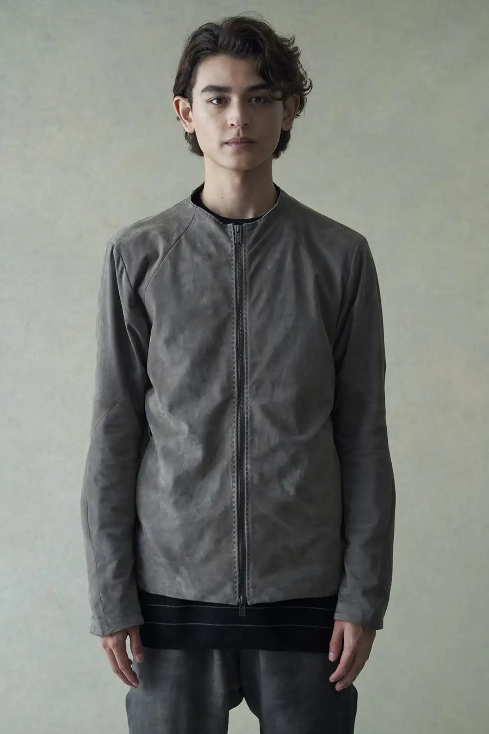 Jacket soft nubuck cow leather Slate Gray